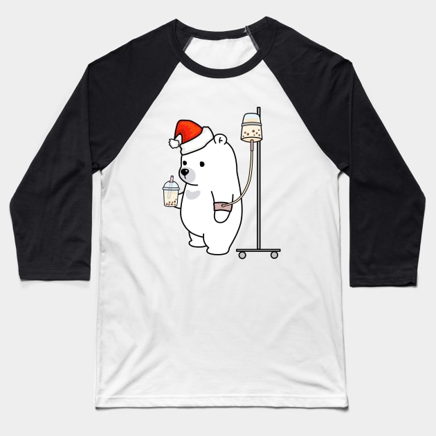 Christmas Boba Bear Loves Boba Too Much! Baseball T-Shirt by SirBobalot